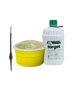 Kit Armadilha Haste Nylon e Atrativo Orgânico Target  para Controle Biológico de Moscas 5 Litros